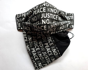 No Justice No Peace Face Mask and Bag - 3 layers with noseclip - FREE SHIPPING