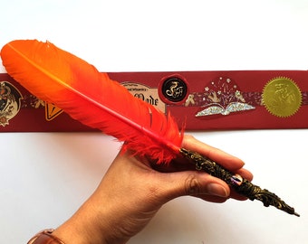 Phoenix Feather Quill - Red and Orange Ballpoint Quill