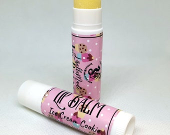 Ice Cream Cookie Lip Balm - Chapstick, Natural Oils and Butters, Ice Cream Cookie Scented, Shea Butter,  Cocoa Butter, Beeswax, Vitamin E