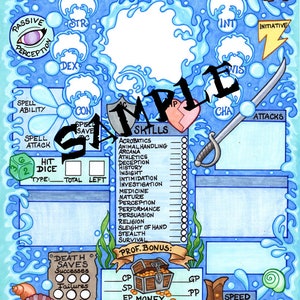 Printable Dungeons &amp; Dragons Character Sheet PDF Aquatic - Etsy