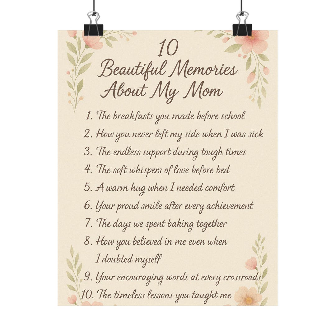 Sentimental Posters Heartfelt Memory Posters, Mom Appreciation Art, Thoughtful Gift, Family ...