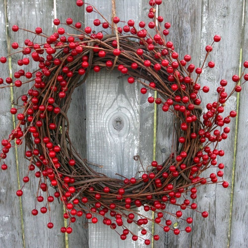 Red Berry Wreath Natural Grapevine - Etsy