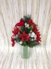 Red Cardinal Christmas, Crypt, Gravesite, Memorial, Funeral Flowers, Arrangement, Cemetery Decoration 