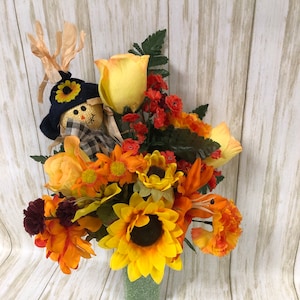 Fall Scarecrow Mausoleum Cemetery Flowers
