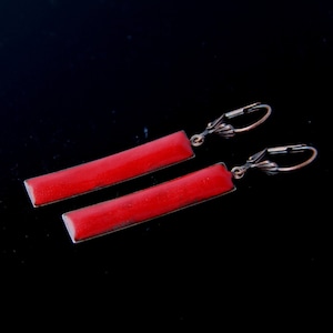 Enamel Copper Dangle Earrings: Minimalist Rectangle Lever Backs • EN1017