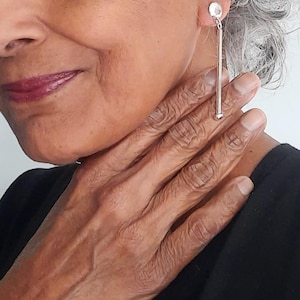 Pendientes de barra de plata, regalo de aniversario o Navidad • Joyería moderna minimalista • SL1018
