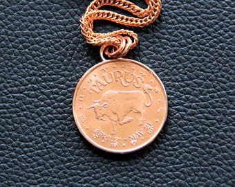 Taurus Zodiac Copper Pendant • Astrology Gift for Him • ZO104