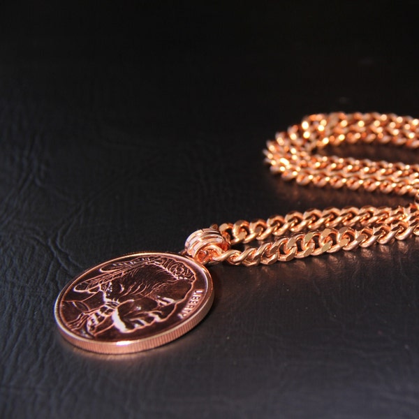 Mens Copper Pendant Necklace Anniversary birthday Gift • for him statement jewelry • ME1005