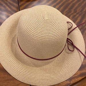 Handmade Straw Summer Hat with Red Band