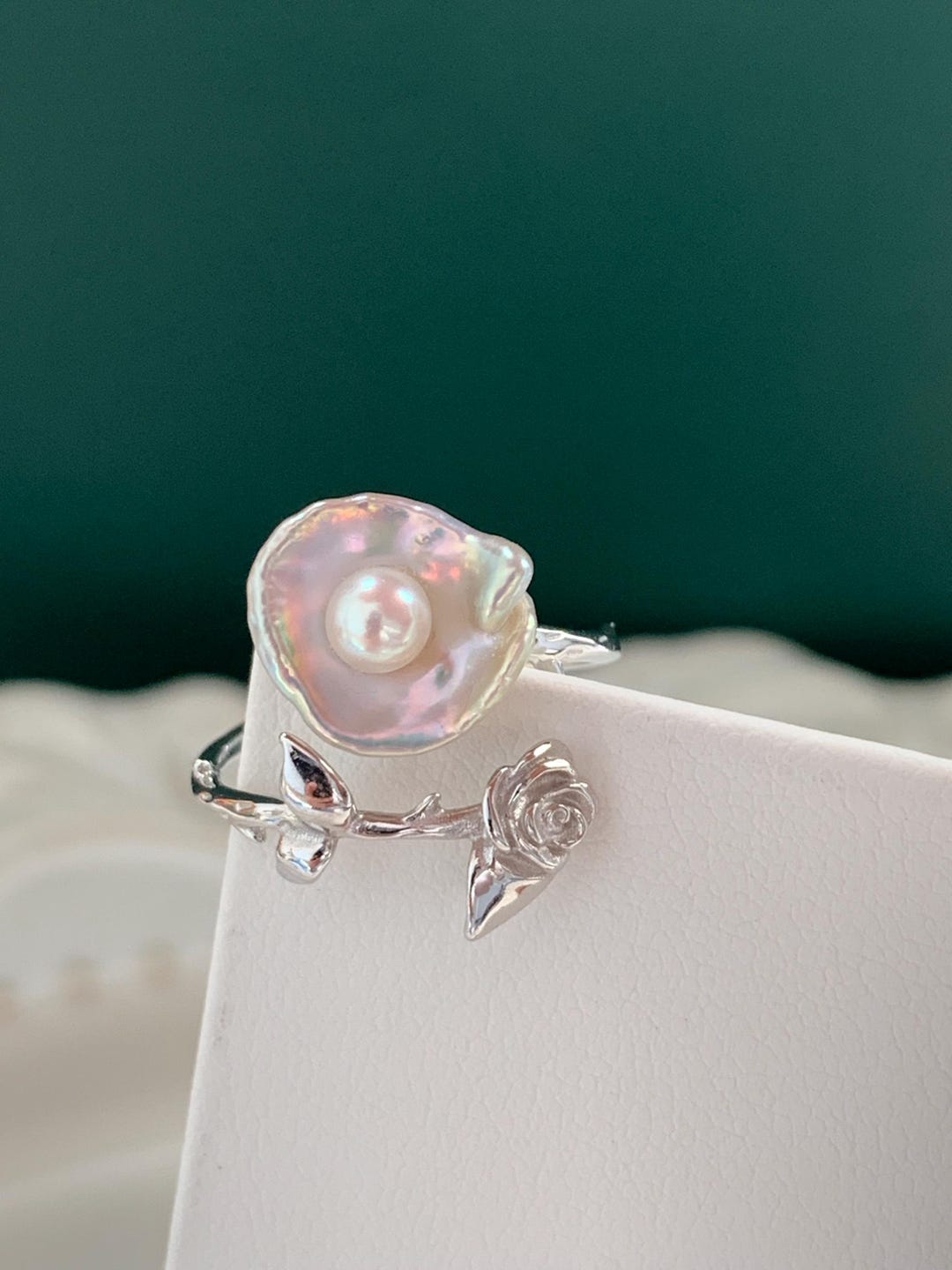 TINA PEARL Rose Design Pearl Ring - Etsy