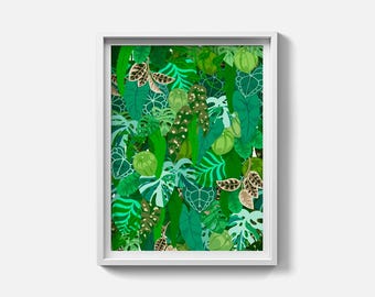 Plantasia Pop Art Print: Green Leaves Botanical Poster (A3 PDF Download)
