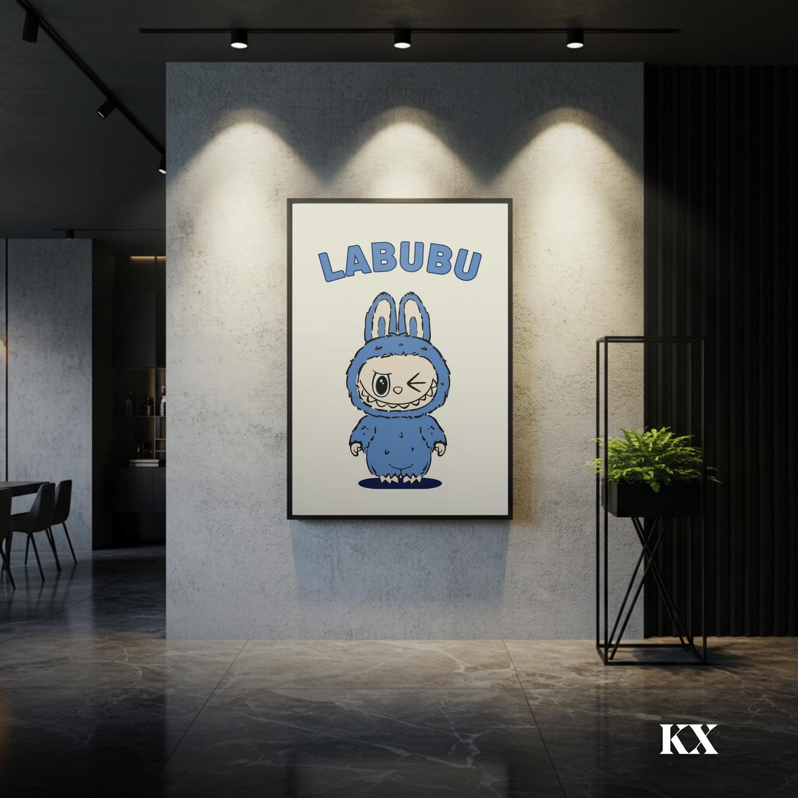 Text Labubu Blue Labubu Poster, Blue Labubu Vectoral Wall Art, Whimsical Labubu Picture ...