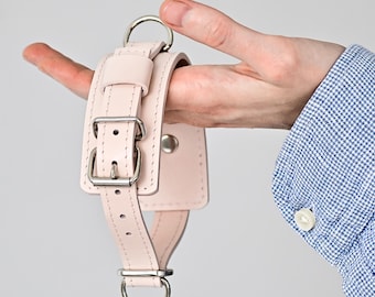 Leather Collar for Dogs, Personalized Durable Handmade for Small Medium Large Pets,Many colors, Light Pink, Metal Hardware Silver, Colorful