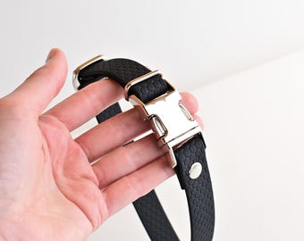 Schwarzes Biothane Hundehalsband Wasserdichtes hypoallergenes Halsband für Hunde