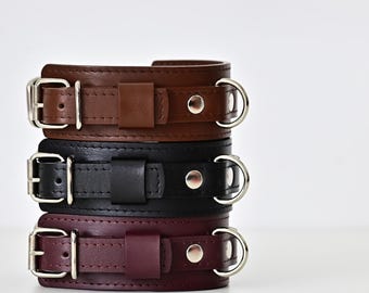 Handmade Leather Dog Collar for Small Medium Large Breeds, Boy Dog Collar in Brown Black Burgundy, Luxury Dog Collar with Silver Hardware