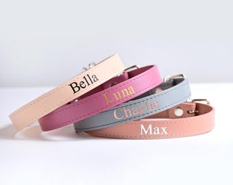 Benutzerdefinierte Leder Haustierhalsband, personalisierte Hundehalsband, Hot Foil gestempelt Katzenhalsband mit Name, Premium Welpen Halsband, Geschenk für Hundeliebhaber