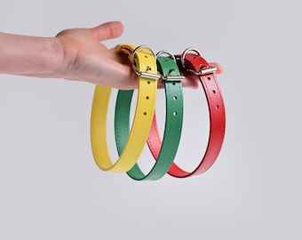 Grün, Rot, Blau Leder Hundehalsband, Hundehalsband aus Leder