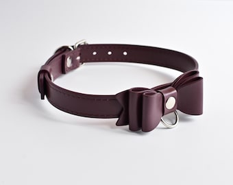 Bordeauxrotes Schleifen Halsband, Custom Hunde Halsband, Süßes Haustier Accessoire für Katzen