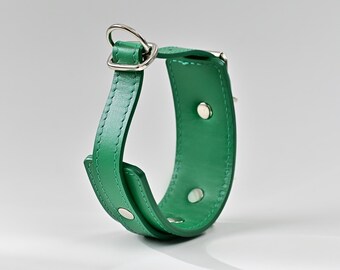 Collier pour chien en cuir poli, bords finis, côtés lisses, lanière noire avec coutures nettes, savoir-faire artisanal haut de gamme fait main, équipement de luxe pour animal de compagnie