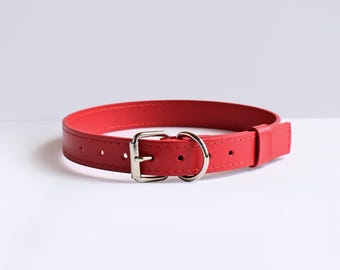 Hundehalsband aus echtem Leder in Rot. Benutzerdefinierte Größe Katze Hund Choker