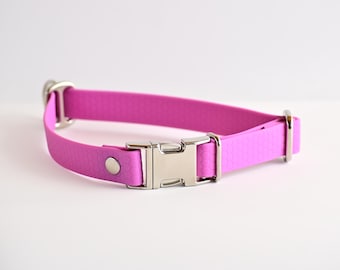 Lila Rosa Wasserdichtes Gurtbandhalsband für Hunde und Katzen, Biothane Hundehalsband