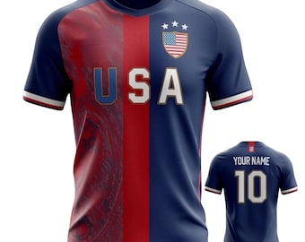 Maglia da calcio personalizzata degli Stati Uniti, maglia da calcio personalizzata con bandiera americana