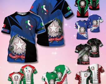 Personalized Italy Pride T-Shirt, 3D All Over Print, Custom Name Sleeve
