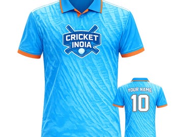 India Cricket Polo Shirt, 3D Style, Custom Name & Number