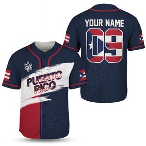 Custom Puerto Rico Baseball Jersey – 3D Printed Personalized Name Tee