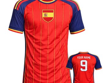 Spain Soccer Jersey, Retro Pinstripe 3D Fan Shirt, Personalized Gift
