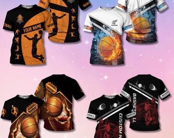 Personalized Basketball 3D T-Shirt, Slam Dunk Graphic, Sports Fan Tee