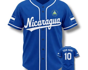 Nicaragua Baseball Jersey Custom Name Number, Blue Latin Pride Jersey Gift for Fans