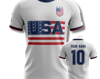 Kundenspezifisches USA-Fußball-Trikot, personalisierte Amerikanische Flagge Fußball-Hemd