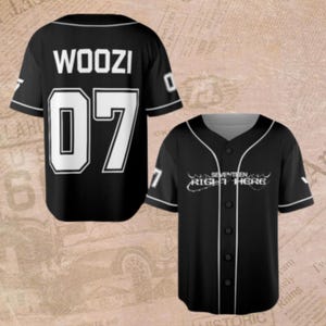 Black Baseball Jersey - Woozi 07 Custom Kpop Concert Outfit