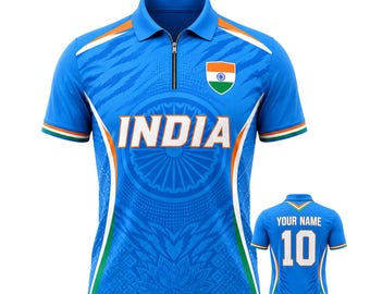 India Zip Polo Shirt Indian Flag Lightweight 14 Zip Patriotic Gift
