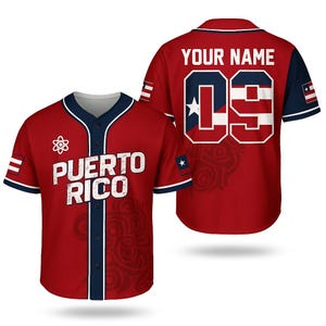Custom Puerto Rico Baseball Jersey – 3D Printed Personalized Name Tee