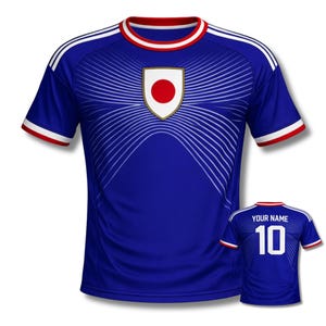 Camisa de Futebol do Japão, Camiseta Azul Samurai para Torcedores, Camiseta de Futebol Personalizada