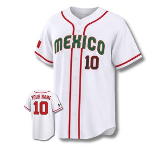 Personalisierte Mexiko 3D Baseball Jersey, Benutzerdefinierte Name Anzahl Button Up