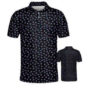 Lustiges Neon Kamasutra Muster Poloshirt für Männer, freches 3D All Over Print Shirt, mutiges Sexy Grafik Golf Polo T-Shirt