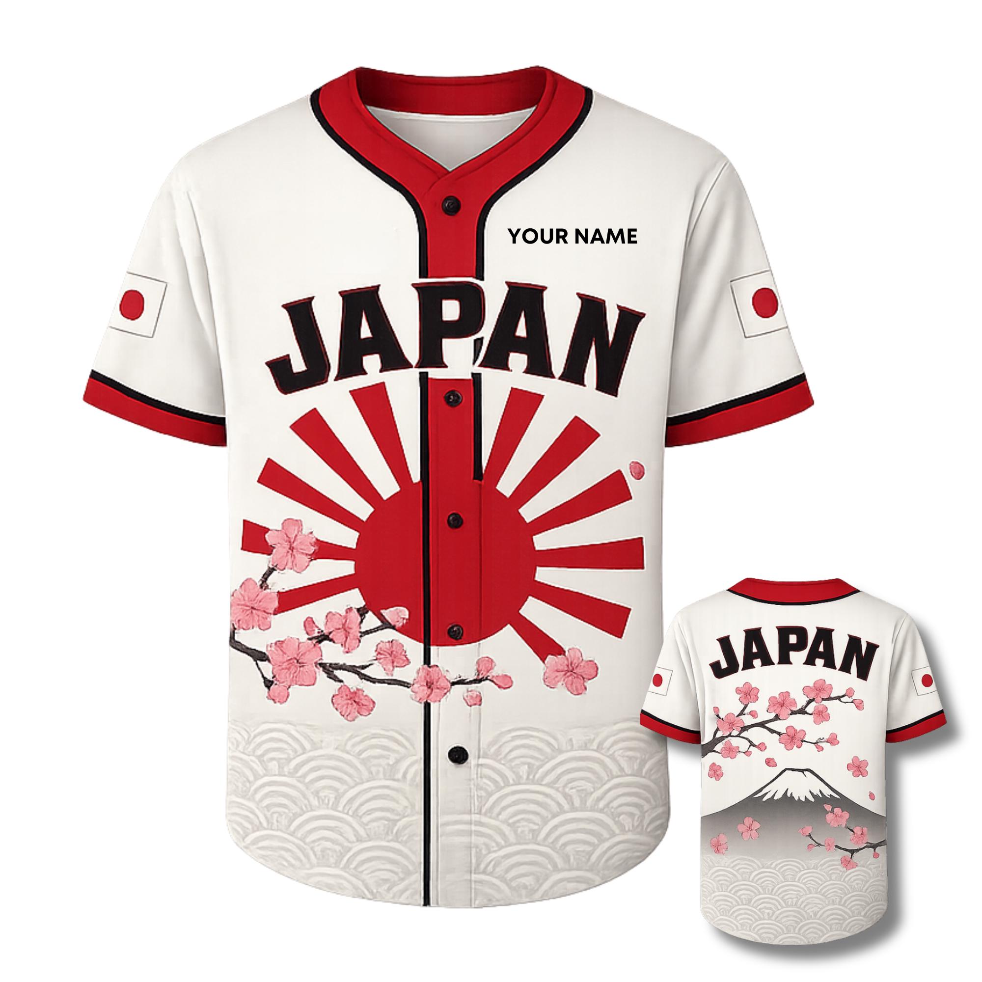 Personalized Japan 3D Baseball Jersey Custom Name Button up Shirt
