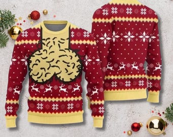 Funny Hairy Balls Ugly Christmas Sweater, Naughty Adult Gag Xmas Jumper, Offensive Rude Novelty Winter Party Sweatshirt for Men Women