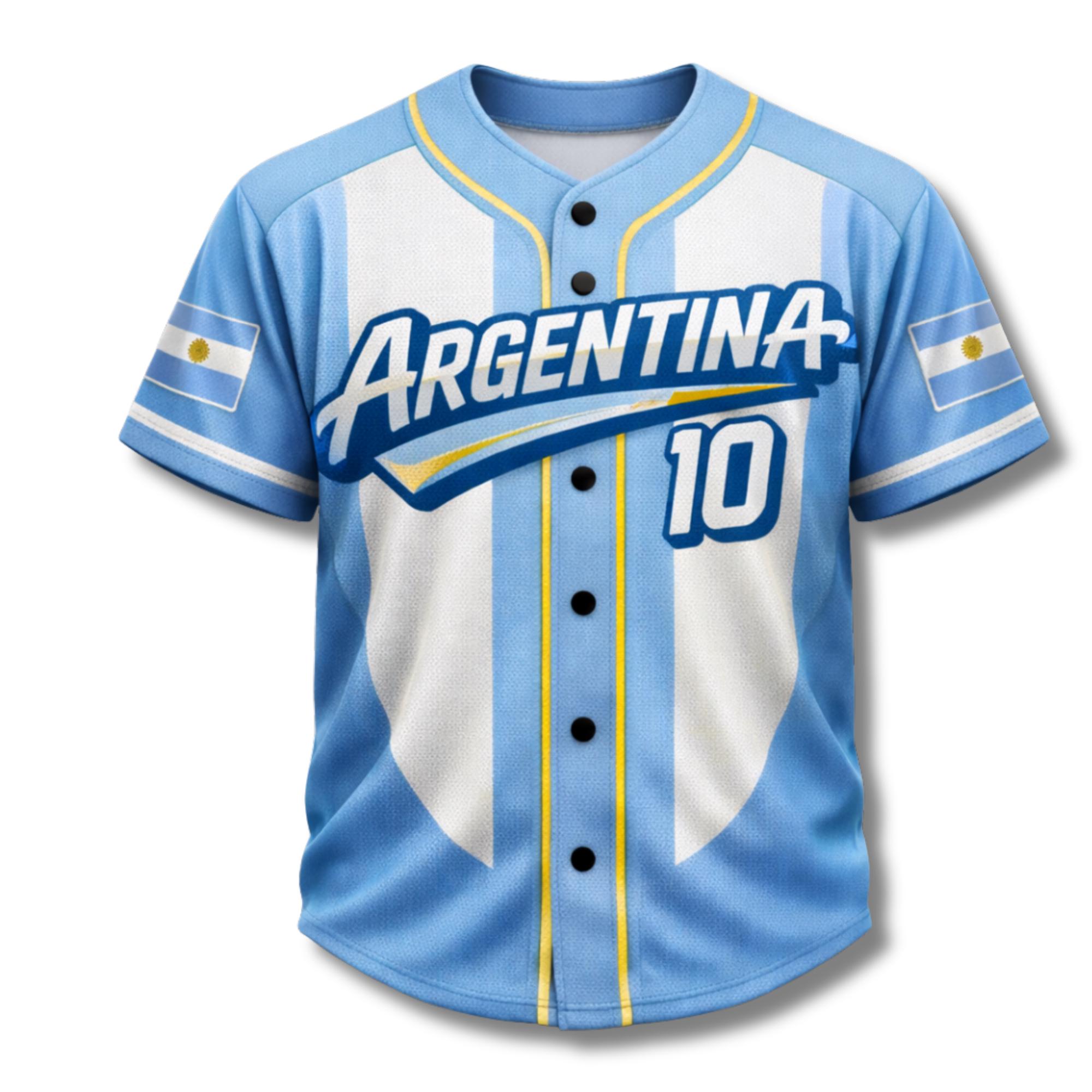 Argentina 10 Baseball Jersey – Unisex Mesh Fan Shirt, Custom Name