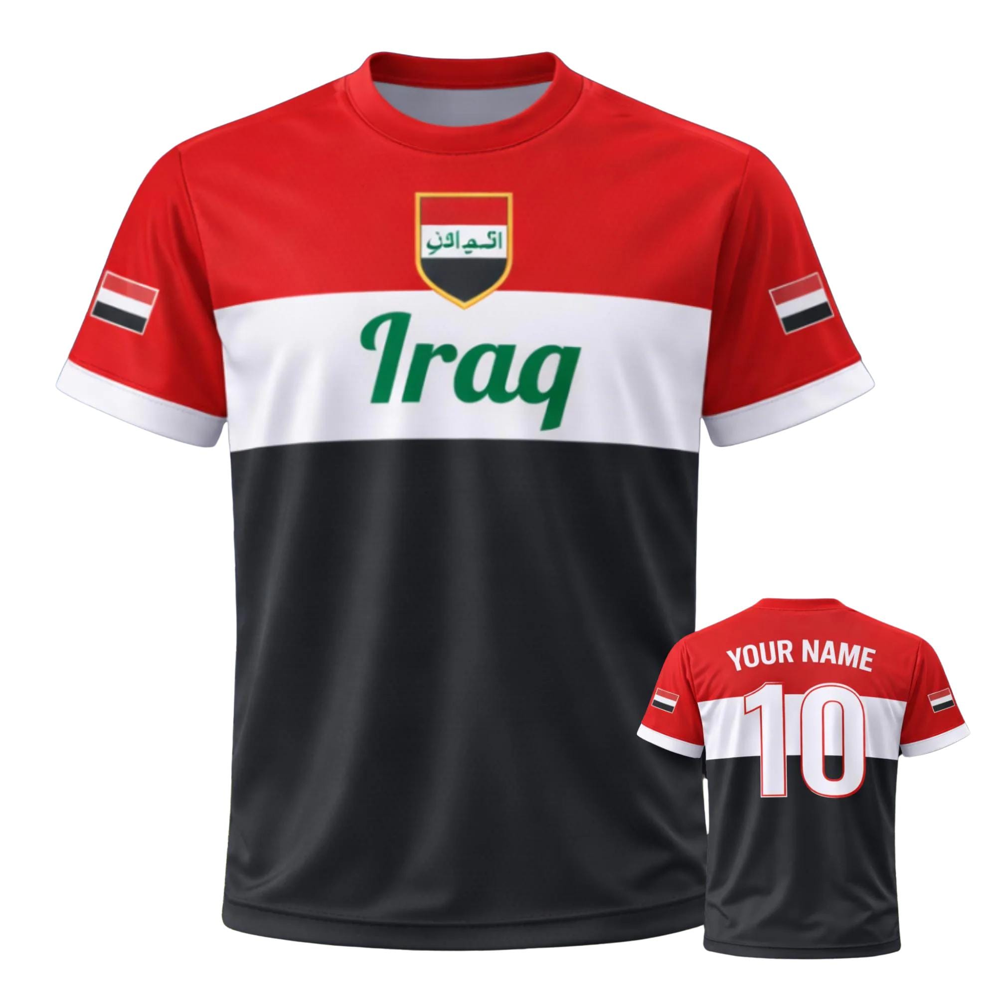 Discover Iraq Soccer Fan T-Shirt Custom Name Number Unisex Football Jersey Style Tee