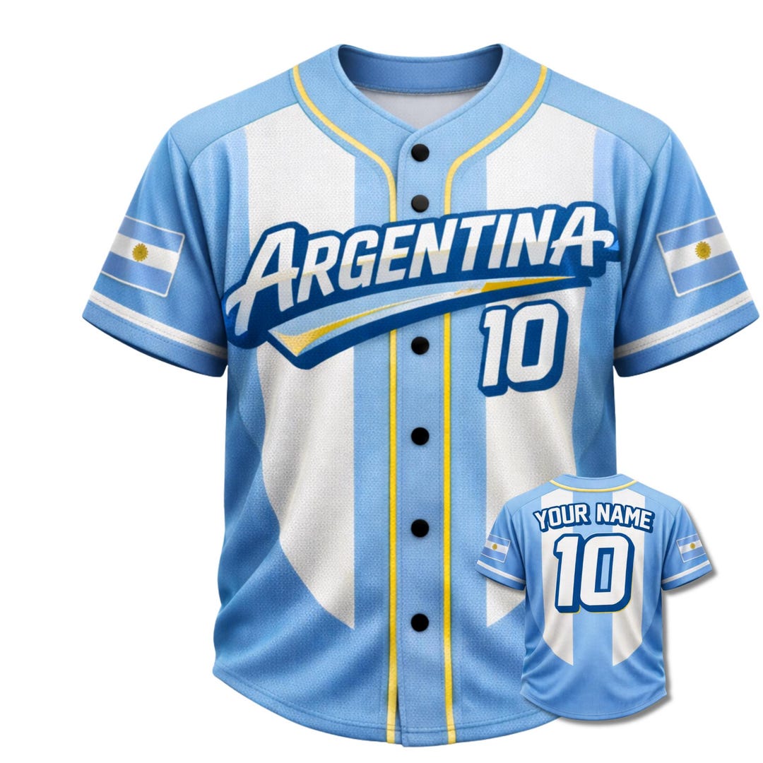 Argentina 10 Baseball Jersey – Unisex Mesh Fan Shirt, Custom Name