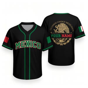 Custom Mexico Baseball Jersey – 3D Eagle Crest Design with Name