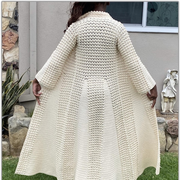 Patrón de ganchillo para abrigo largo estilo vintage + vídeo / Patrón de ganchillo para abrigo de mujer