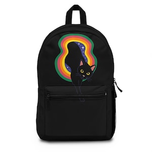 Purr-fectly Chic- Black Cat Backpack for Kitty Lovers, fashionable everyday backpack, cool cute cat bag, gift for pet lovers, school bag