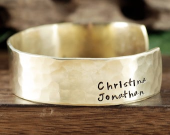 Personalized Name Cuff Bracelet, Hand Stamped Mother's Bracelet, Personalized Gift For Her, Children's Names, Christmas Gift for Mom