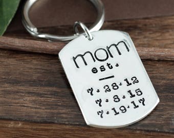 Est Mom Keychain, Keychain For Mom, Personalized Key Chain for Mom, Mothers Keychain, Gift for Mom, Mother's Day Gift, Key Chain for Mommy