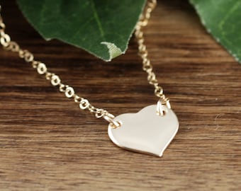 Dainty Heart Necklace, Love Necklace, Gold Initial Heart Necklace, Bridal Jewelry, Bridesmaids Gifts, Anniversary Necklace, Gift for Wife